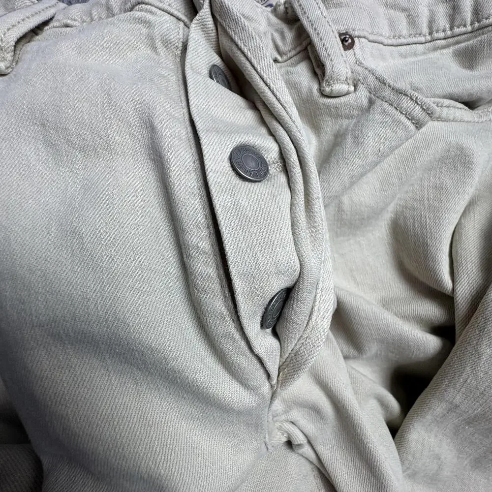Polo Ralph Lauren Varick Slim Straight Jeans Mens 33x30 Beige Button Fly Denim